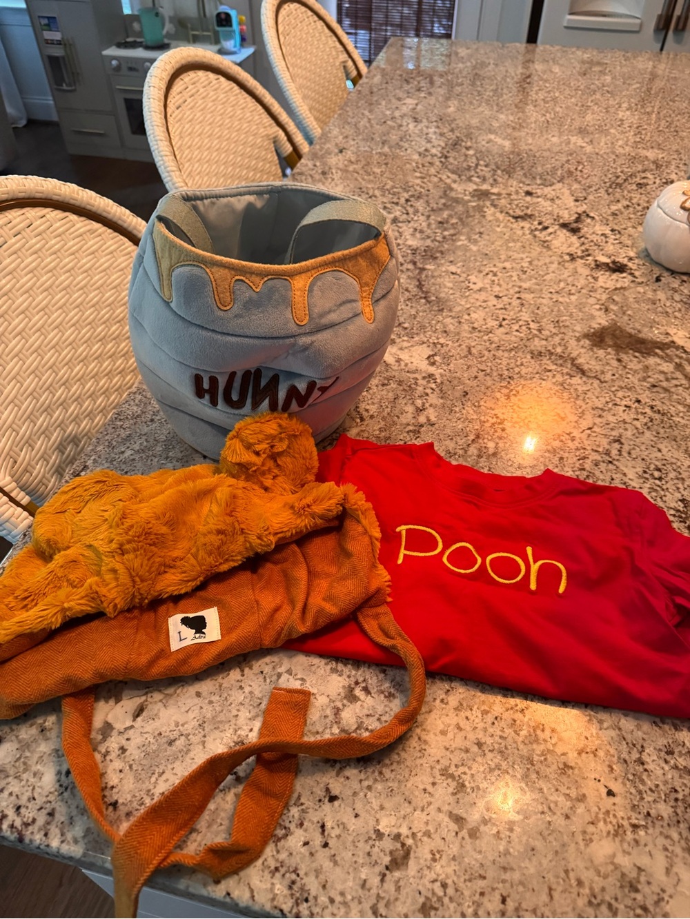 Kids Red Pooh Tee with Honey-Pot Treat Bag and Plush Bear Hat